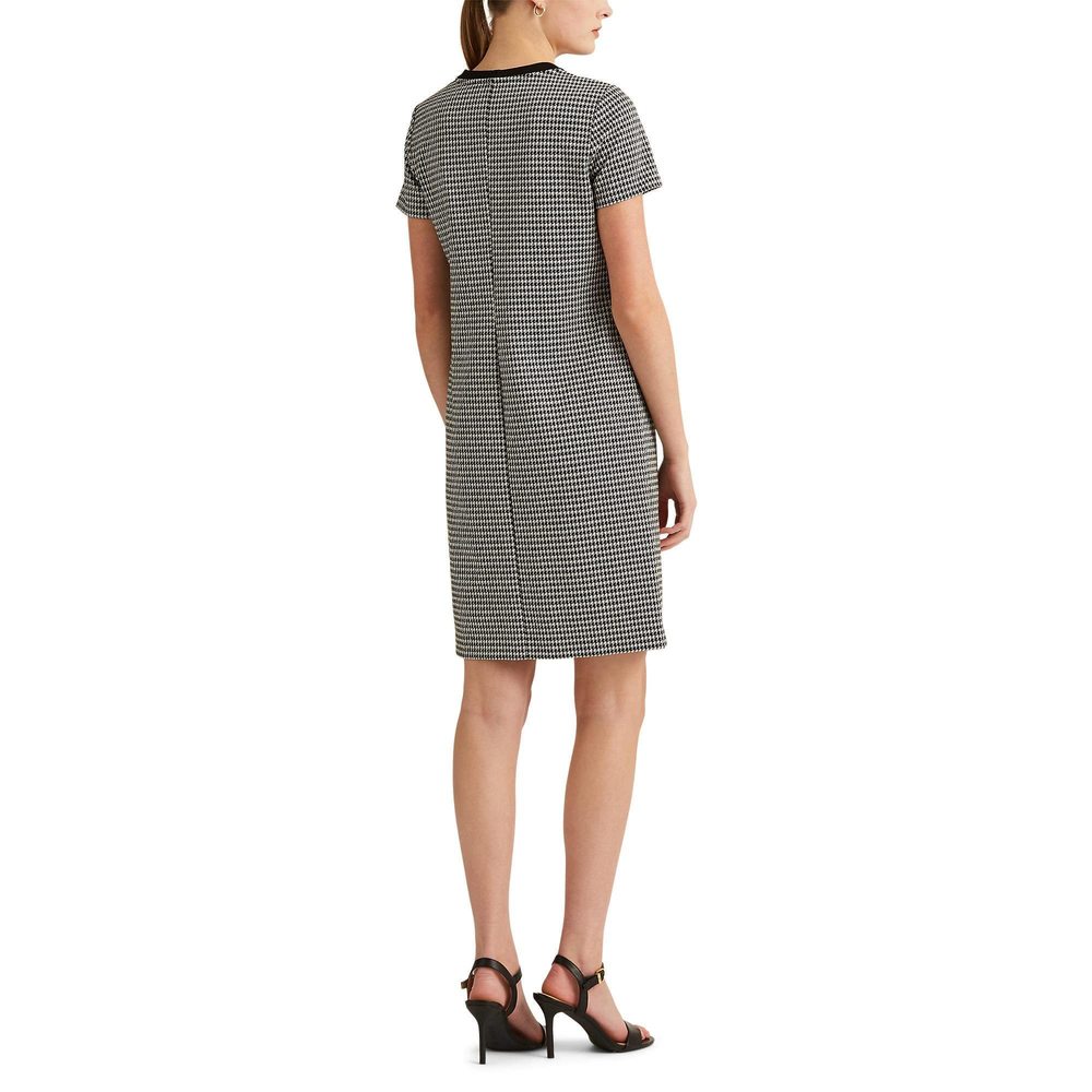 Lauren Ralph Lauren Womens Houndstooth Mini Shift Dress Black-Ivory 0 - Picture 2 of 4